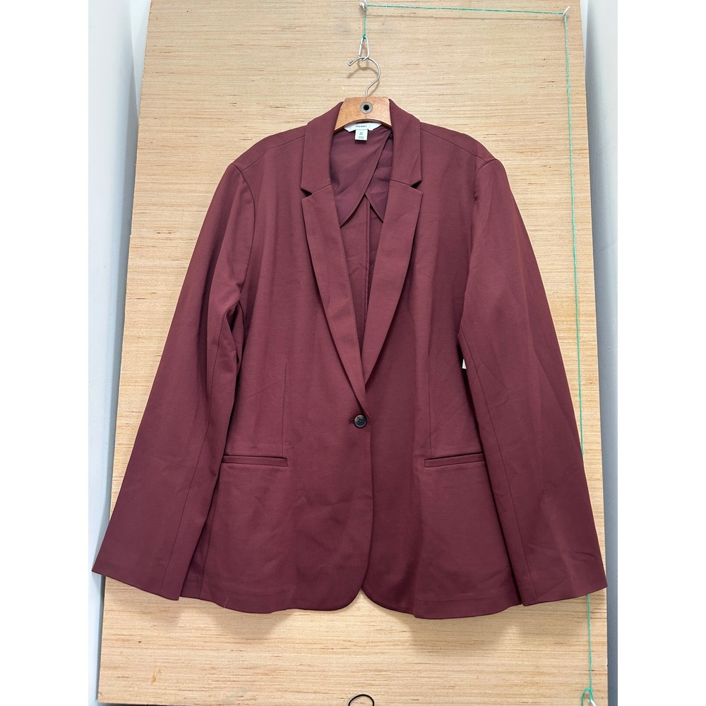 Old Navy Womens XXL Tall Burgundy Single Button Blazer Jacket Maroon 615588-05-1